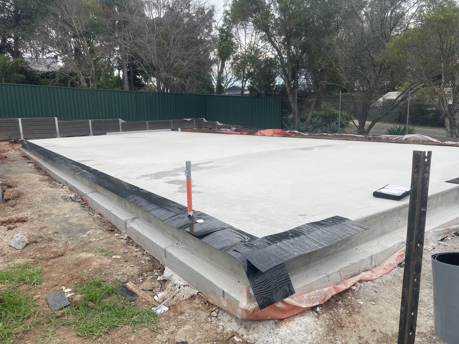 Pre-construction termite barrier on a new slab